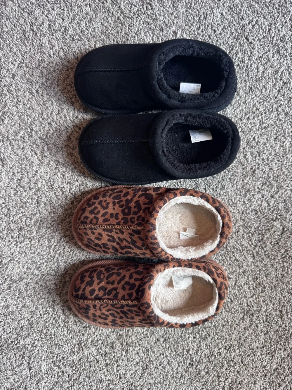 Cat & Jack Kids Cozy Slip-On Slippers in Black and Leopard